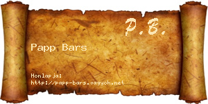 Papp Bars névjegykártya